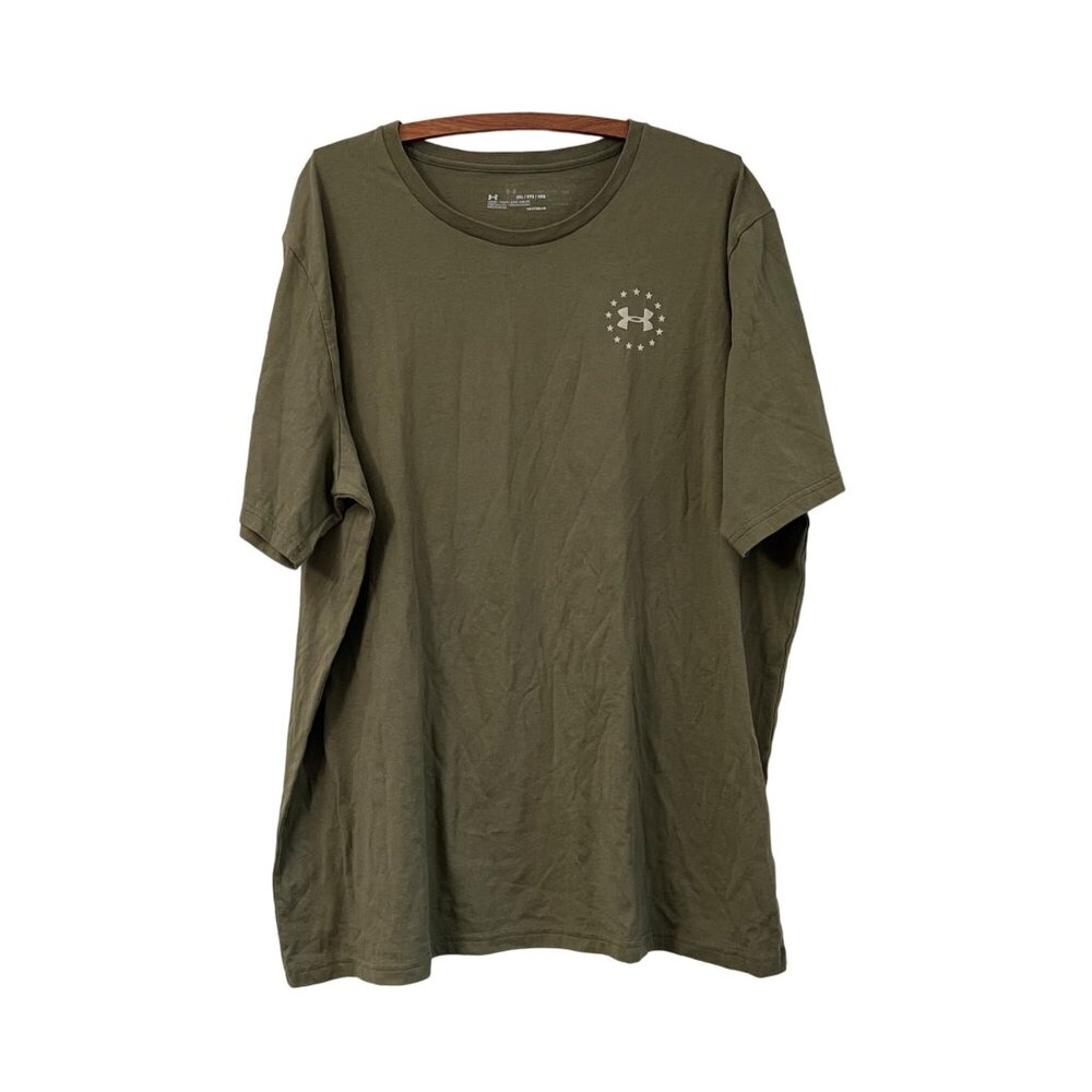 Under Armour Mens Olive Green Freedom Flag Graphic Short Sleeve Tshirt Size 3XL